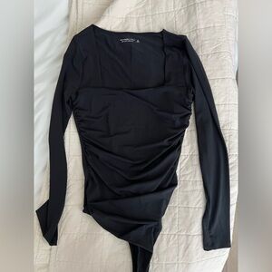 Abercrombie Black Long Sleeve Scrunch Square Neck Bodysuit, Like New Never Worn